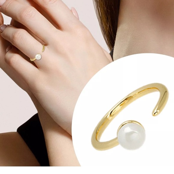 Jewelry - Fashion Ring Creative Gift Butterfly Pearl Drip Glaze Open Ring Female
